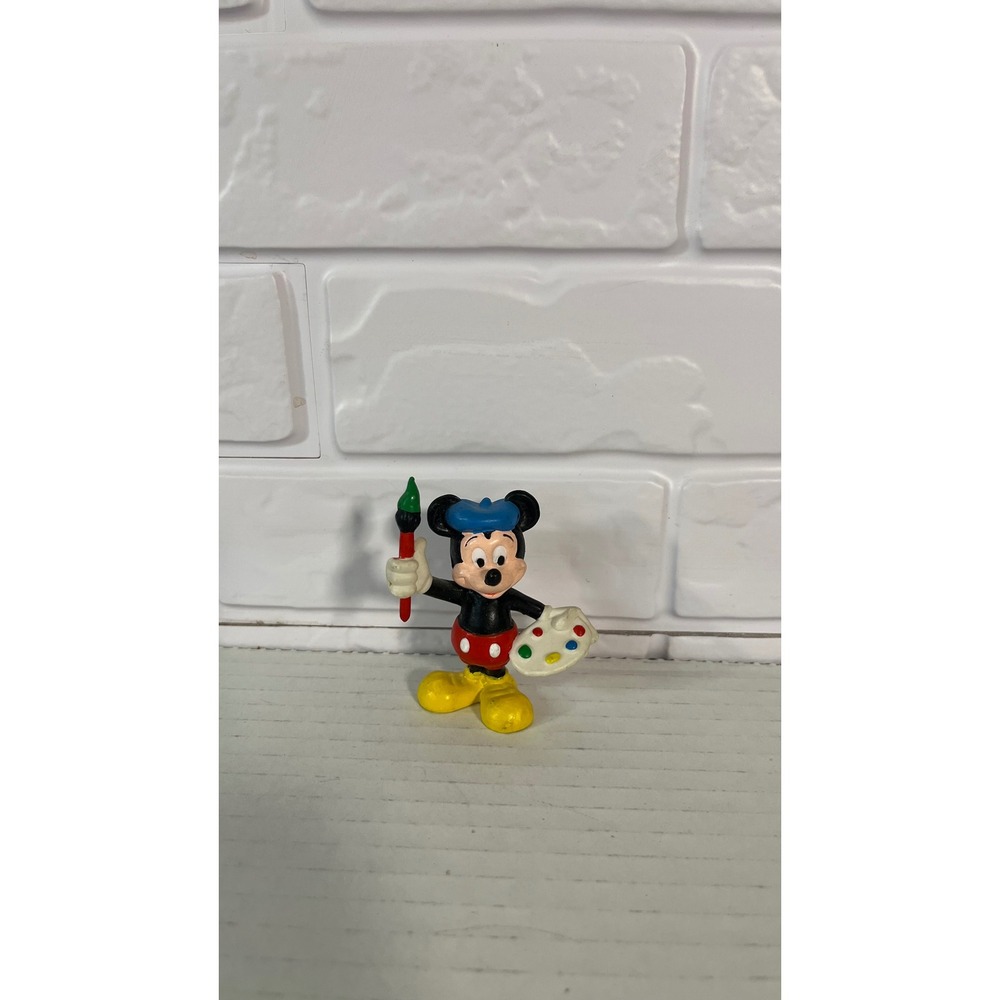 Disney Mickey Mouse Figurine Unisex Small Multi Color Artist Painter Vintage